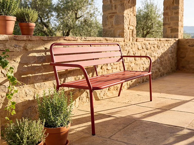 Panchina da giardino in metallo - Rosso - MIRMANDE di MYLIA