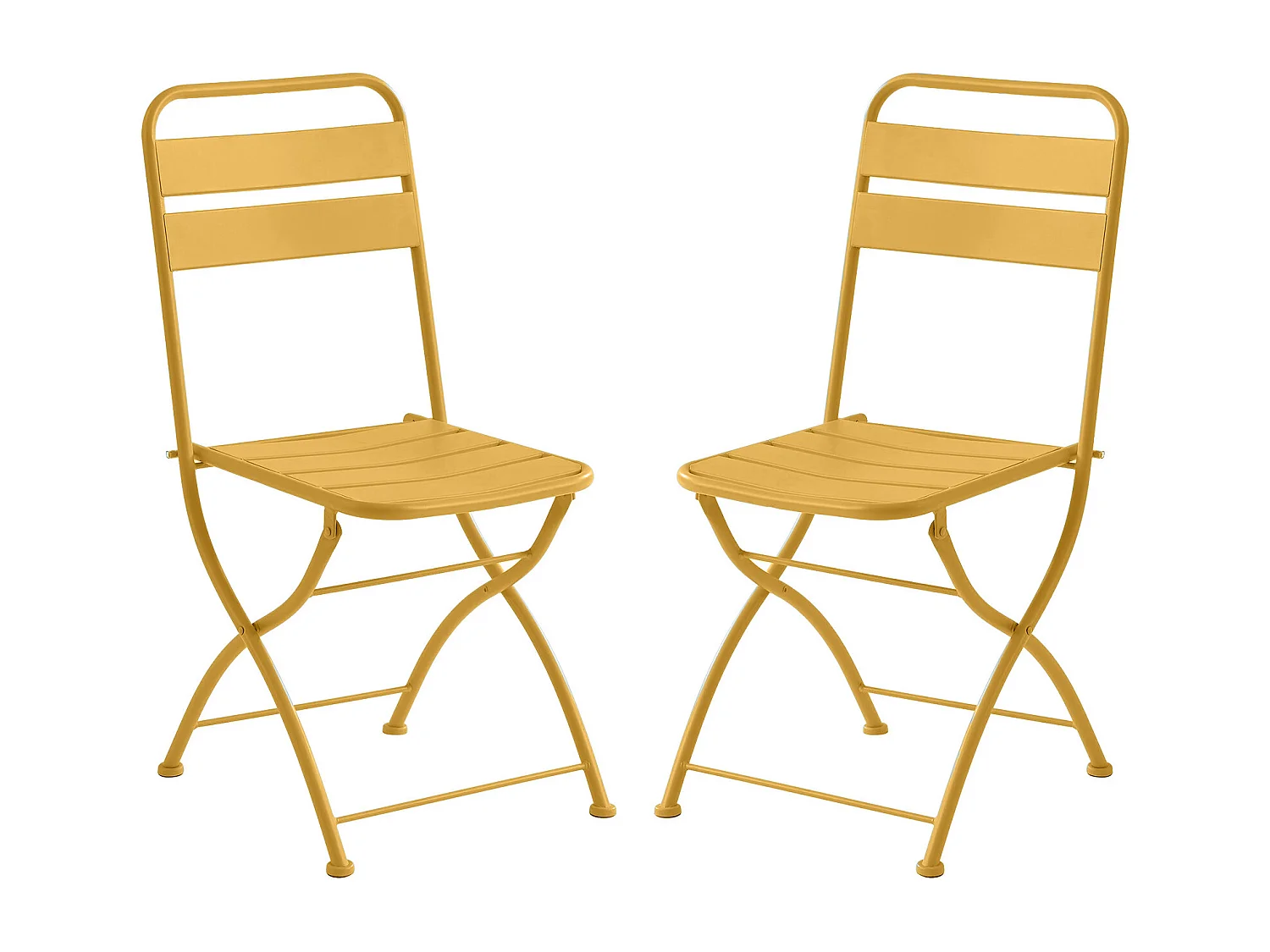 Lot de 2 chaises de jardin pliantes en métal - Jaune moutarde - MIRMANDE de MYLIA