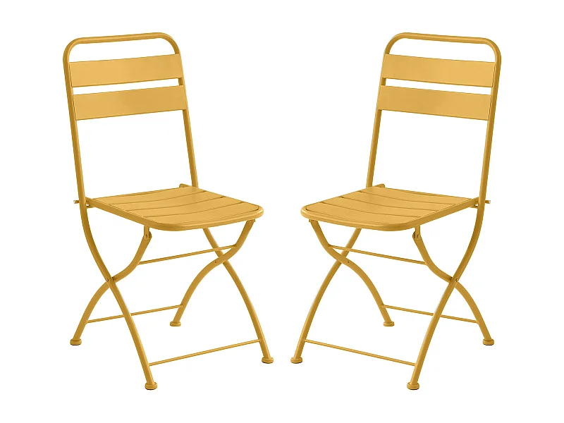 Lot de 2 chaises de jardin pliantes en métal - Jaune moutarde - MIRMANDE de MYLIA