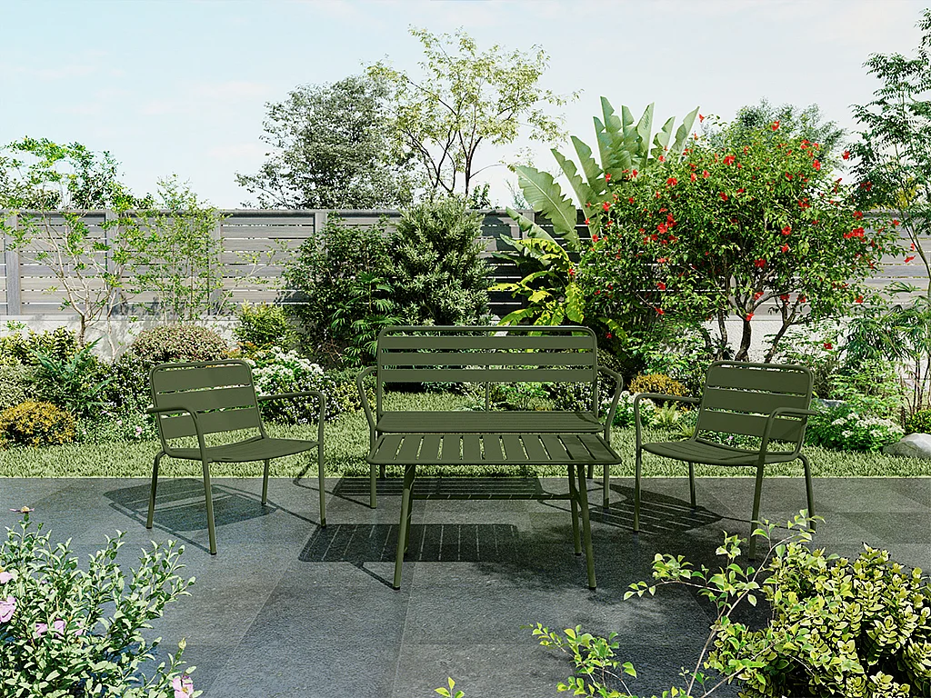 Mesa de centro de jardim em metal - Caqui - MIRMANDE de MYLIA