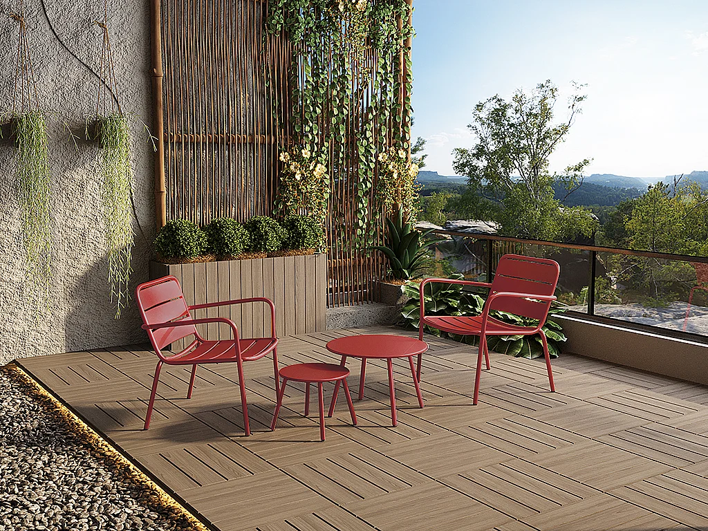 Tavolini da giardino a incastro in metallo - Rosso - MIRMANDE di MYLIA