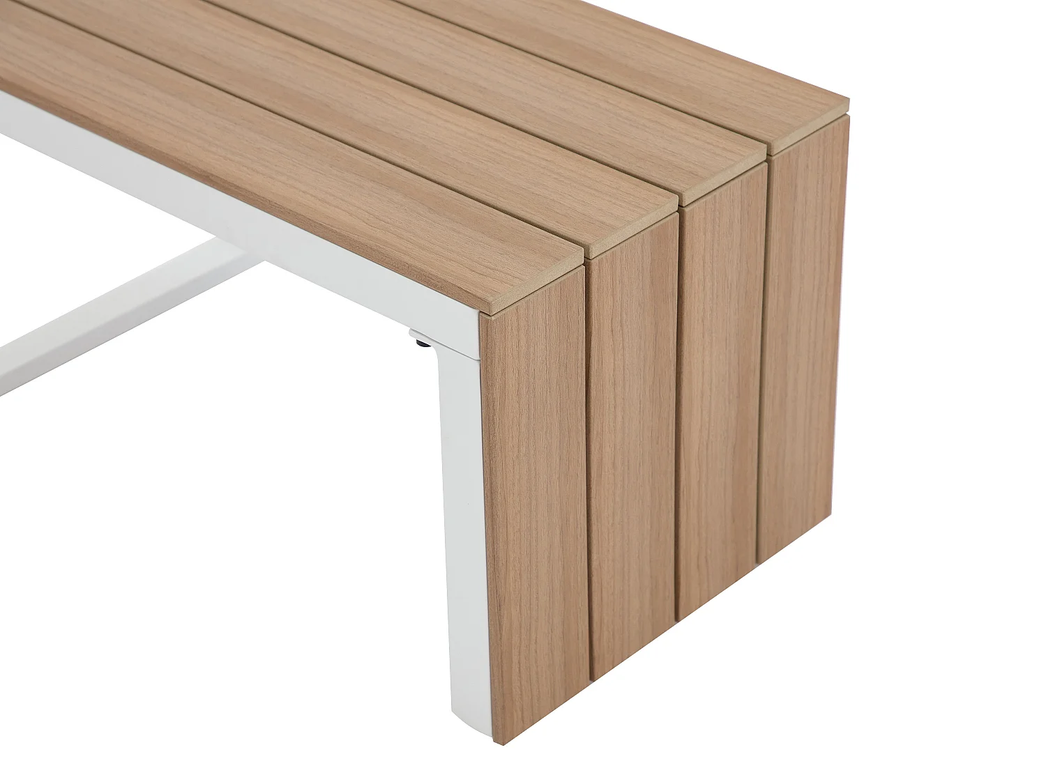 Conjunto de jardim modular em alumínio: 2 sofás e uma mesa de centro - Branco com almofadas bege - BAMBAÏA de MYLIA