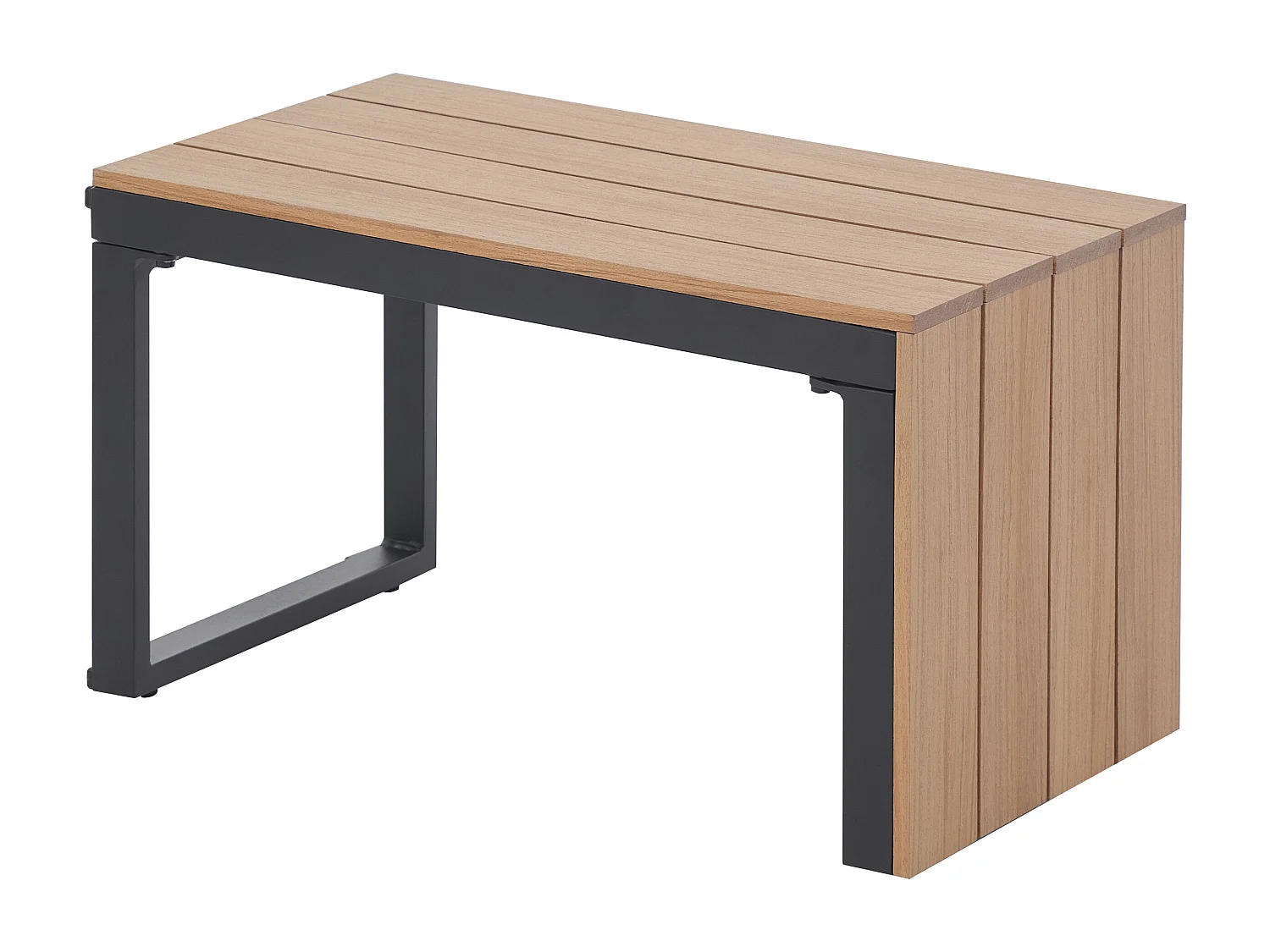 Conjunto de jardim modular em alumínio: 2 sofás e uma mesa de centro - Antracite com almofadas bege - BAMBAÏA de MYLIA