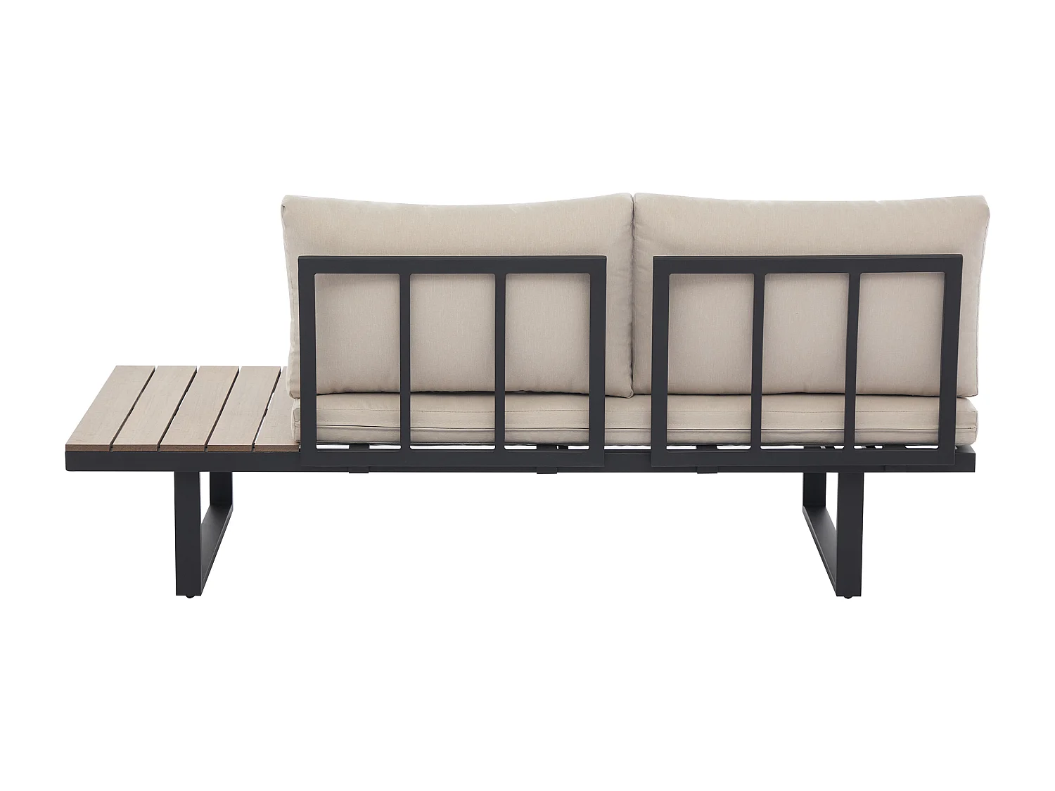 Conjunto de jardim modular em alumínio: 2 sofás e uma mesa de centro - Antracite com almofadas bege - BAMBAÏA de MYLIA