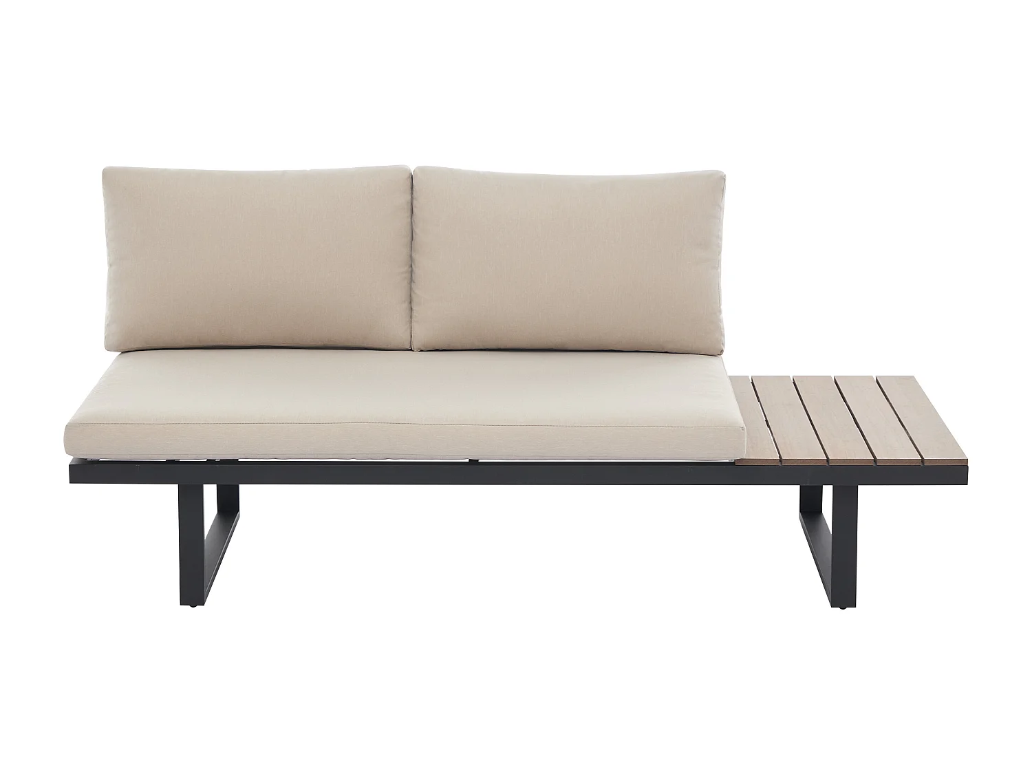 Conjunto de jardim modular em alumínio: 2 sofás e uma mesa de centro - Antracite com almofadas bege - BAMBAÏA de MYLIA