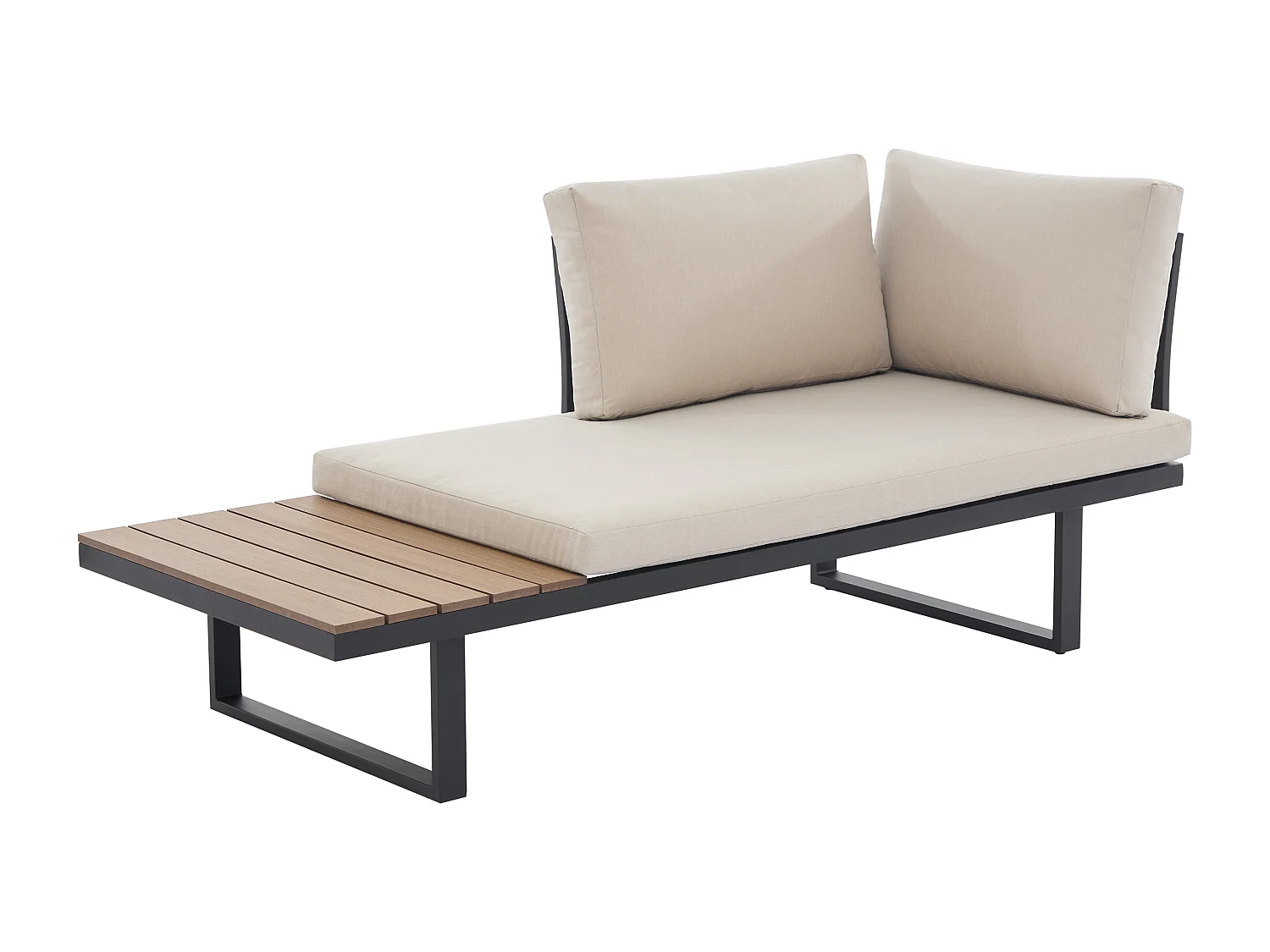 Conjunto de jardim modular em alumínio: 2 sofás e uma mesa de centro - Antracite com almofadas bege - BAMBAÏA de MYLIA