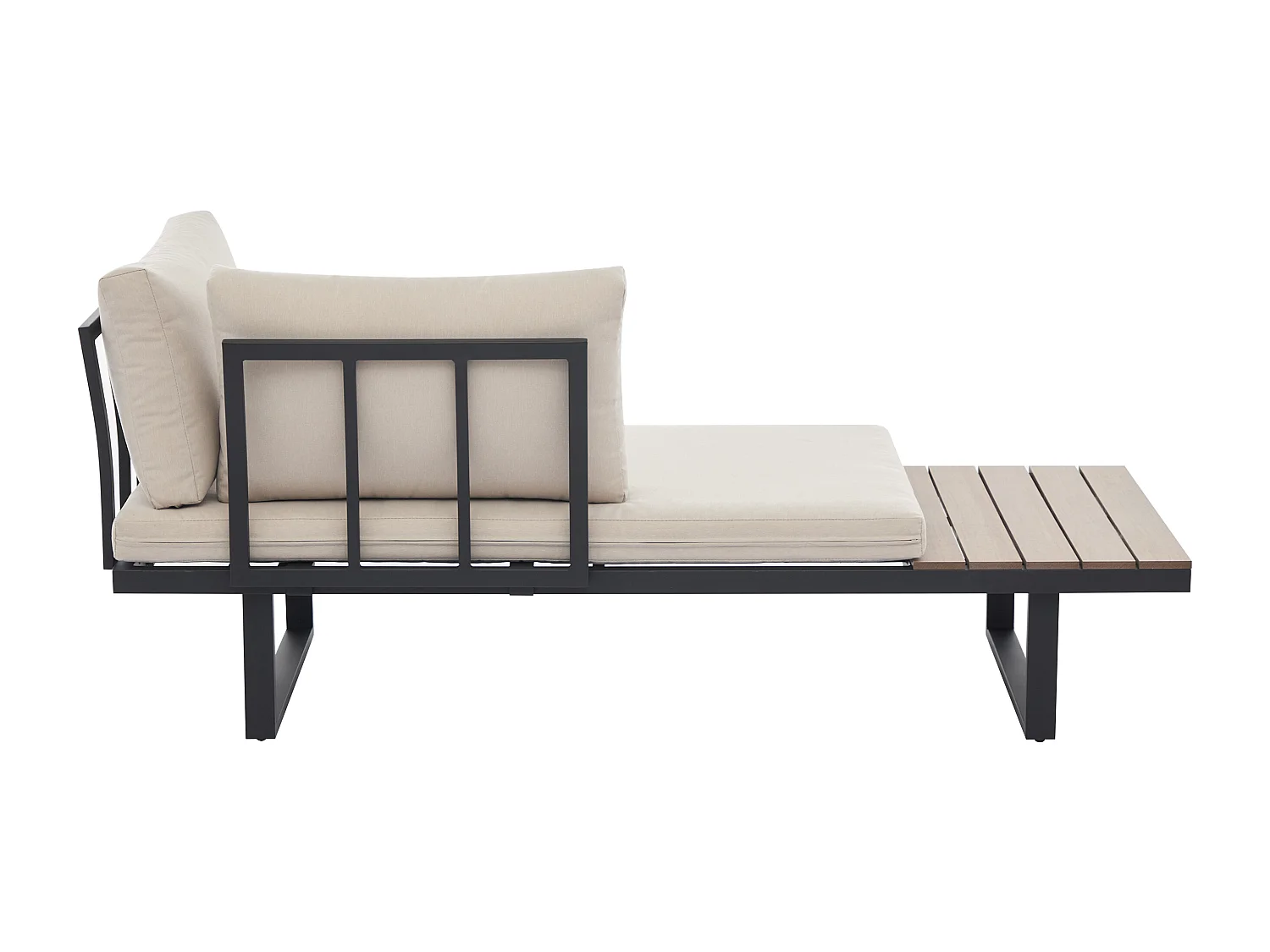 Conjunto de jardim modular em alumínio: 2 sofás e uma mesa de centro - Antracite com almofadas bege - BAMBAÏA de MYLIA