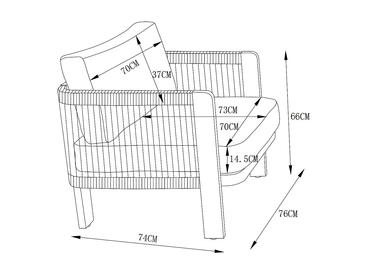 Lot de 2 fauteuils de jardin en aluminium et corde - Noir avec coussins beiges - HELYSI de MYLIA
