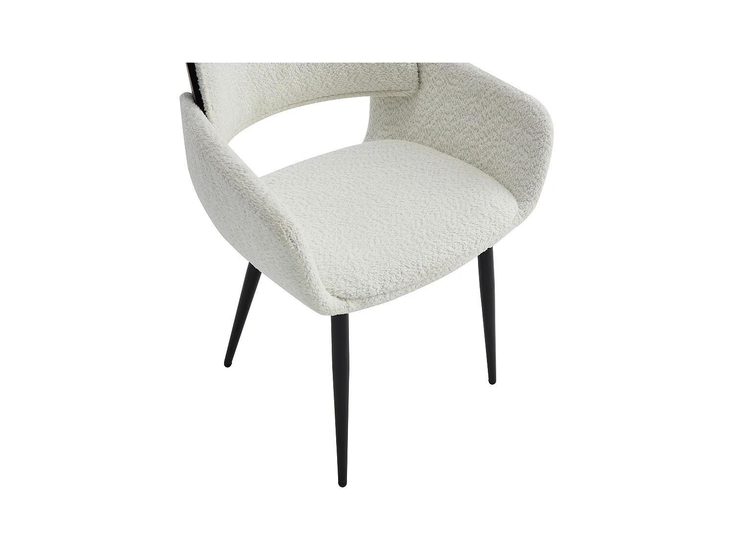 Set van 6 stoelen van boucléstof, essenhoutfineer en zwart metaal - Wit - ZURIKIA