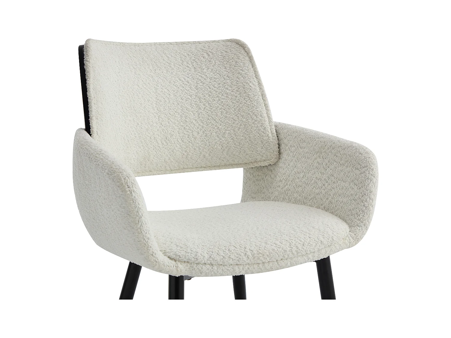 Set van 6 stoelen van boucléstof, essenhoutfineer en zwart metaal - Wit - ZURIKIA