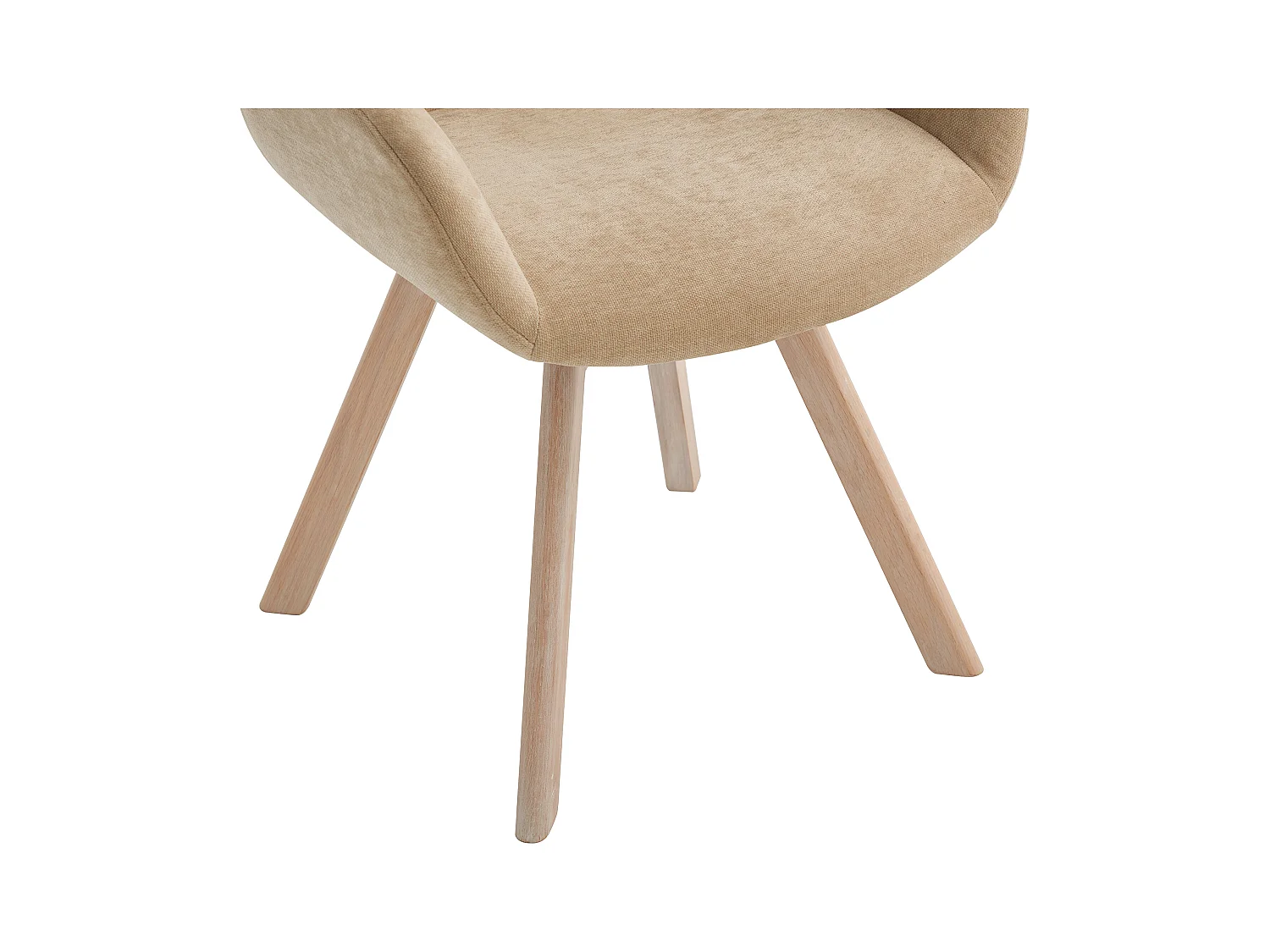 Lot de 6 chaises pivotantes avec accoudoirs en tissu et chêne - Beige - VELBURY