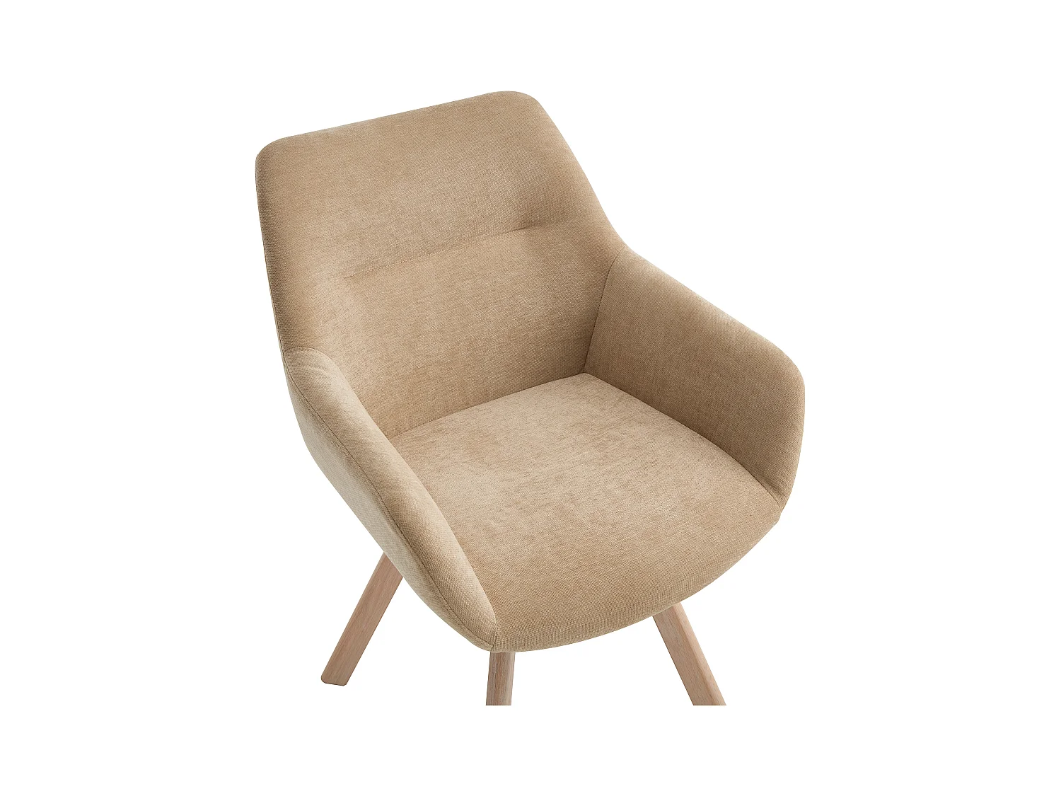 Lot de 6 chaises pivotantes avec accoudoirs en tissu et chêne - Beige - VELBURY