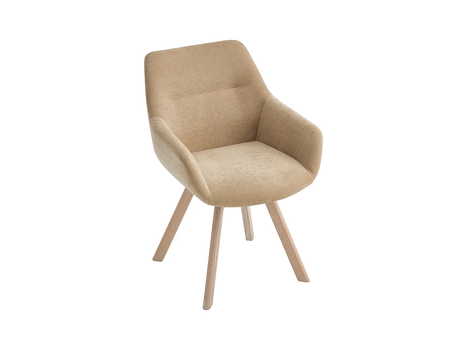 Lot de 6 chaises pivotantes avec accoudoirs en tissu et chêne - Beige - VELBURY