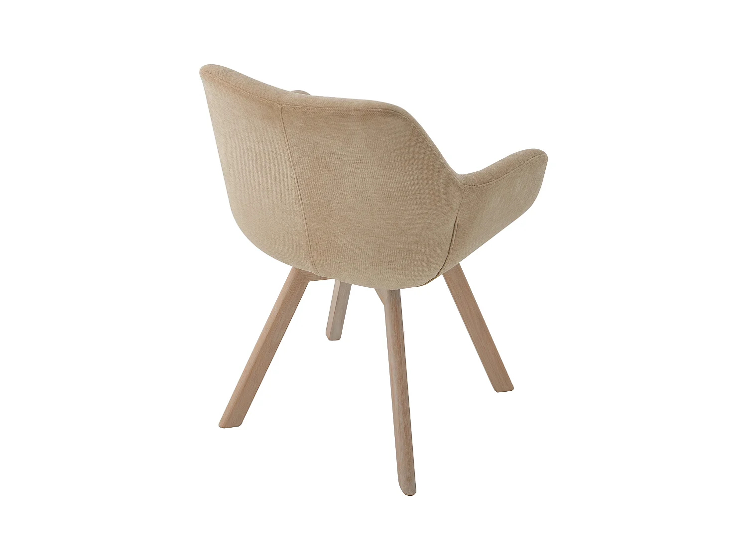 Lot de 6 chaises pivotantes avec accoudoirs en tissu et chêne - Beige - VELBURY