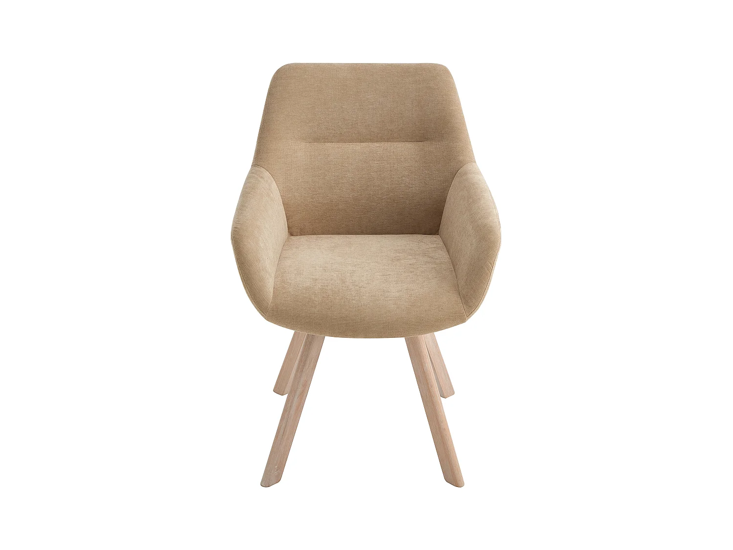 Lot de 6 chaises pivotantes avec accoudoirs en tissu et chêne - Beige - VELBURY