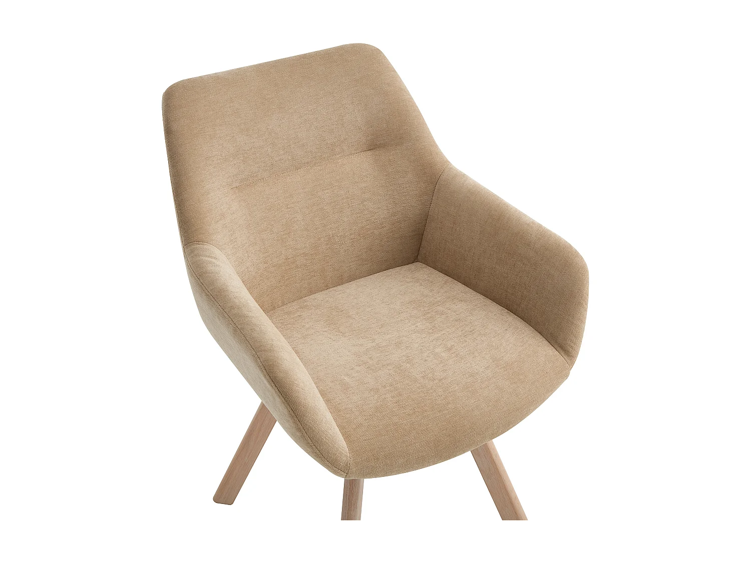 Lot de 6 chaises pivotantes avec accoudoirs en tissu et chêne - Beige - VELBURY