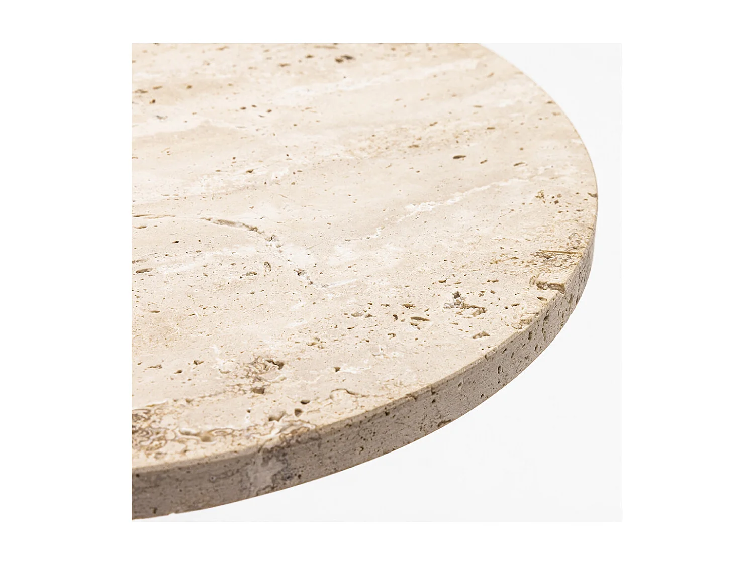 Rito - Table d'appoint en métal et travertin ø35cm - Beige