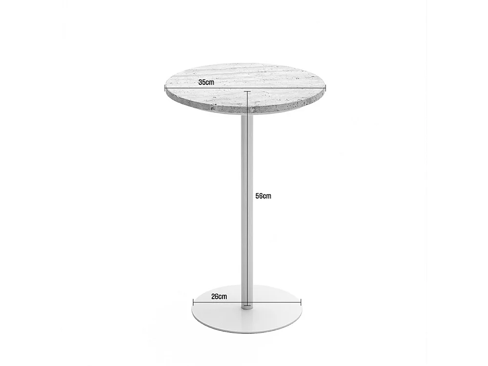 Rito - Table d'appoint en métal et travertin ø35cm - Beige