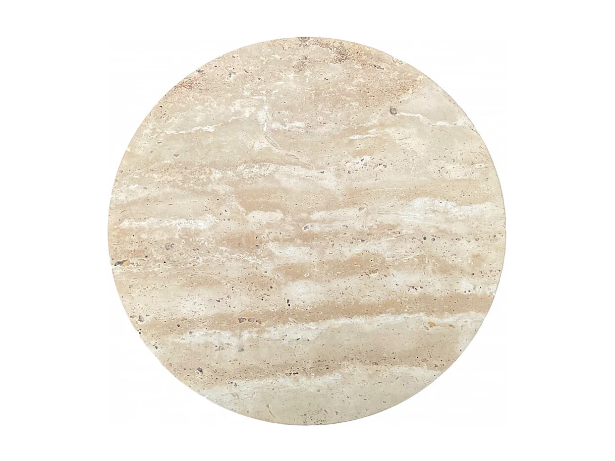 Rito - Table d'appoint en métal et travertin ø40cm - Beige