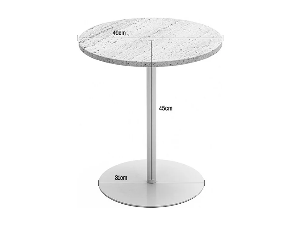 Rito - Table d'appoint en métal et travertin ø40cm - Beige