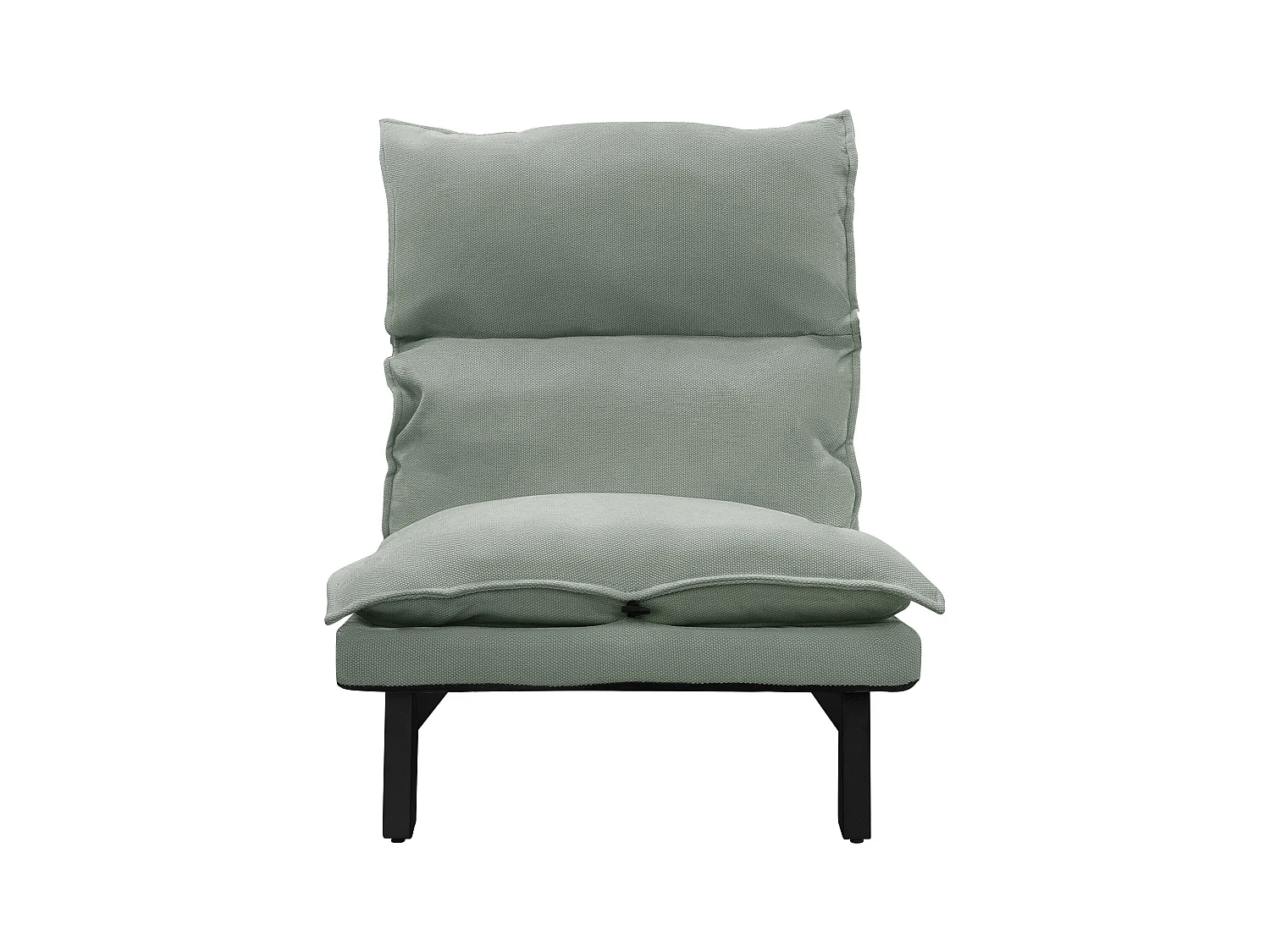 Fauteuil de relaxation de sol gris-vert revêtement en lin rembourrage doux en polyester et structure robuste en acier dossier inclinable 5 positions