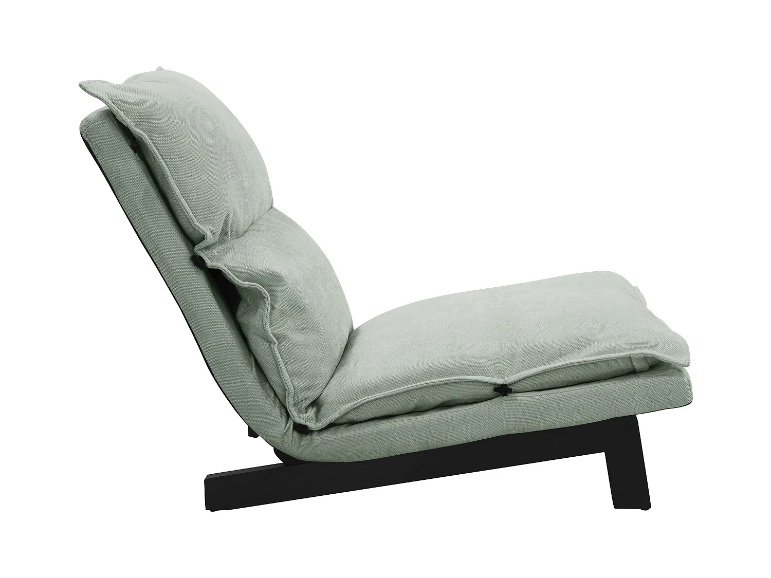 Fauteuil de relaxation de sol gris-vert revêtement en lin rembourrage doux en polyester et structure robuste en acier dossier inclinable 5 positions