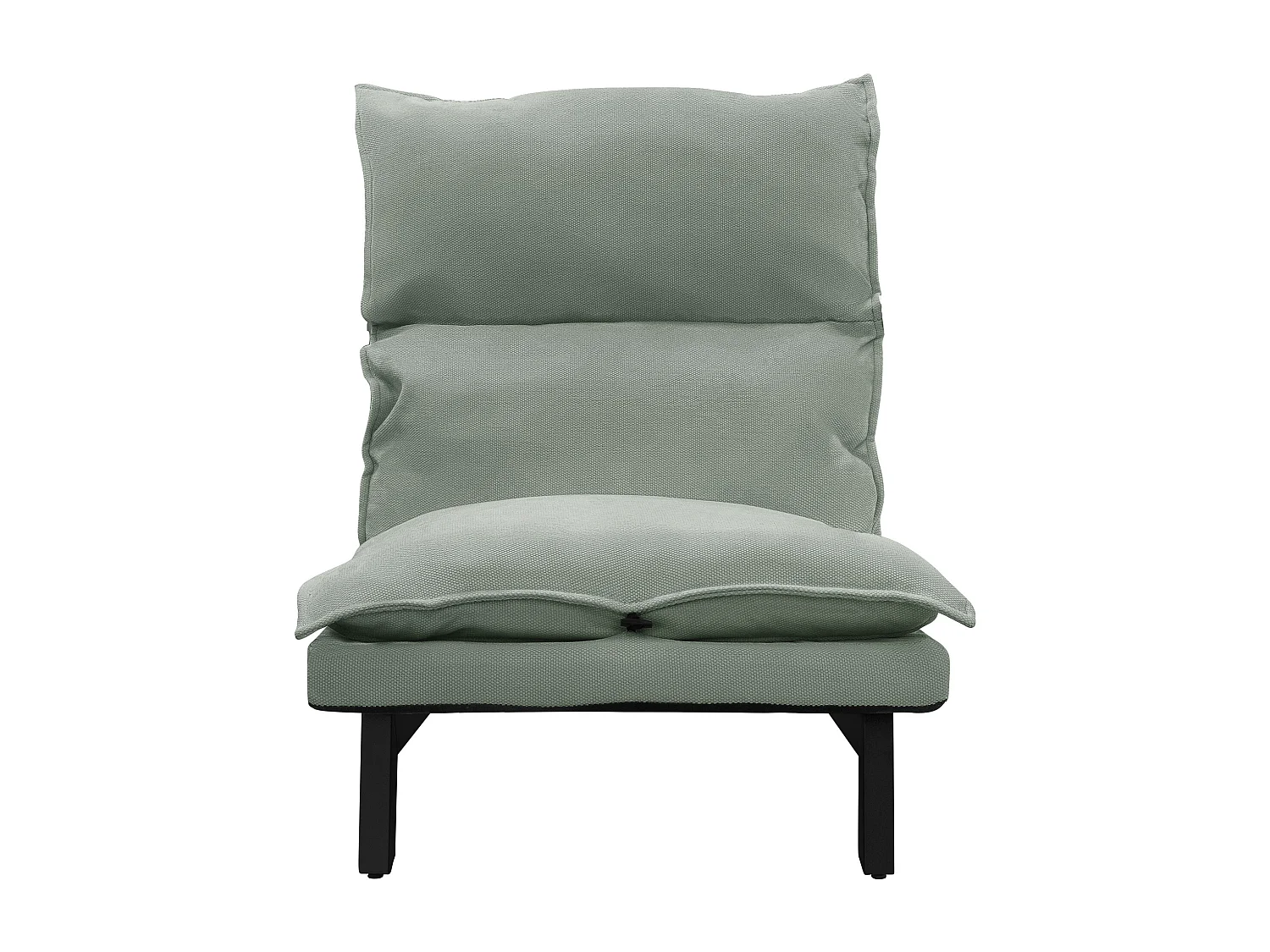 Fauteuil de relaxation de sol gris-vert revêtement en lin rembourrage doux en polyester et structure robuste en acier dossier inclinable 5 positions