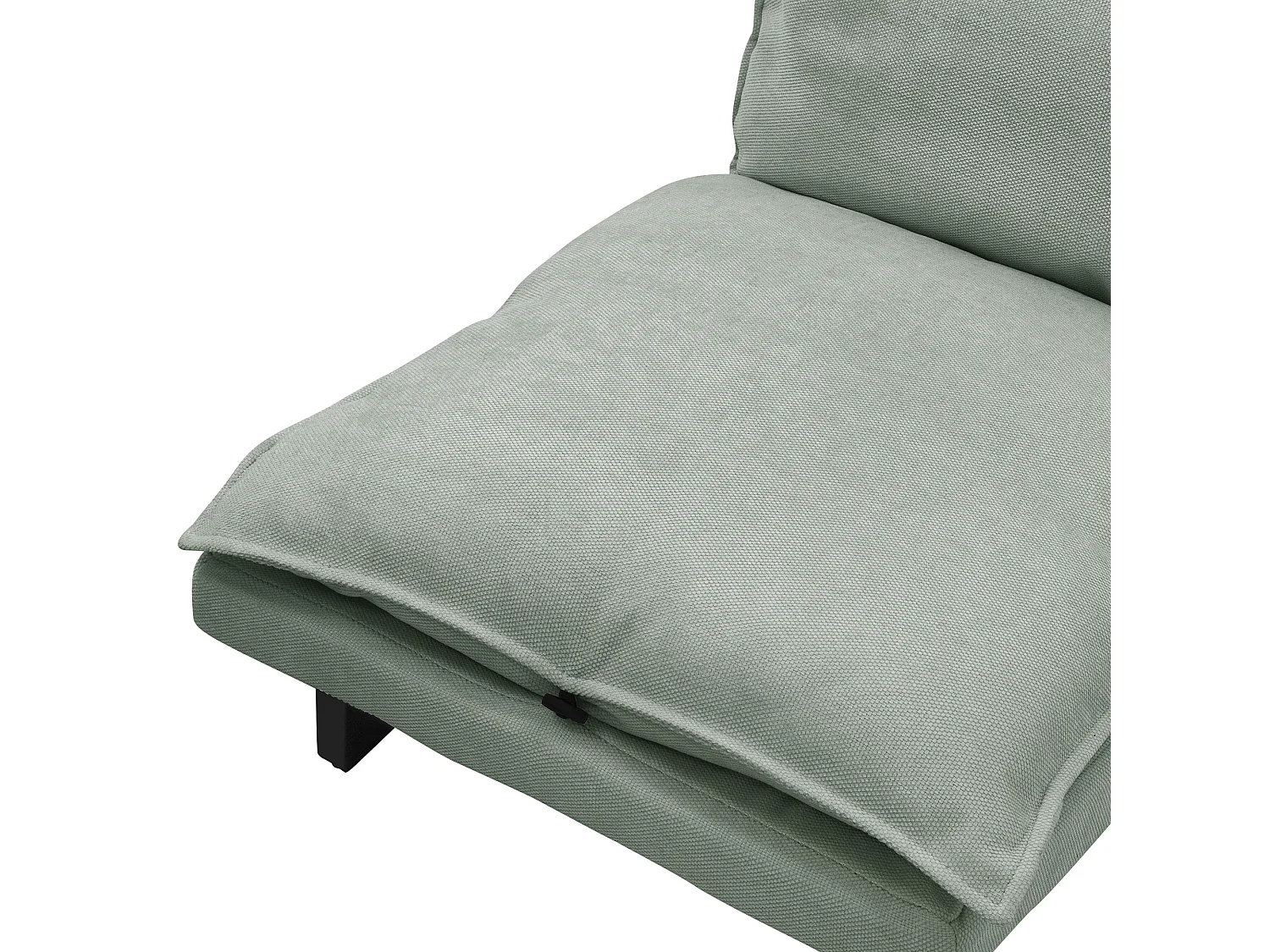 Fauteuil de relaxation de sol gris-vert revêtement en lin rembourrage doux en polyester et structure robuste en acier dossier inclinable 5 positions