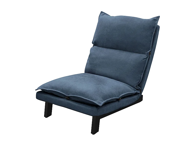 ML-Design Sedia da pavimento blu in lino imbottita schienale regolabile 90-180° struttura in acciaio poltrona relax cuscino da terra per meditazione