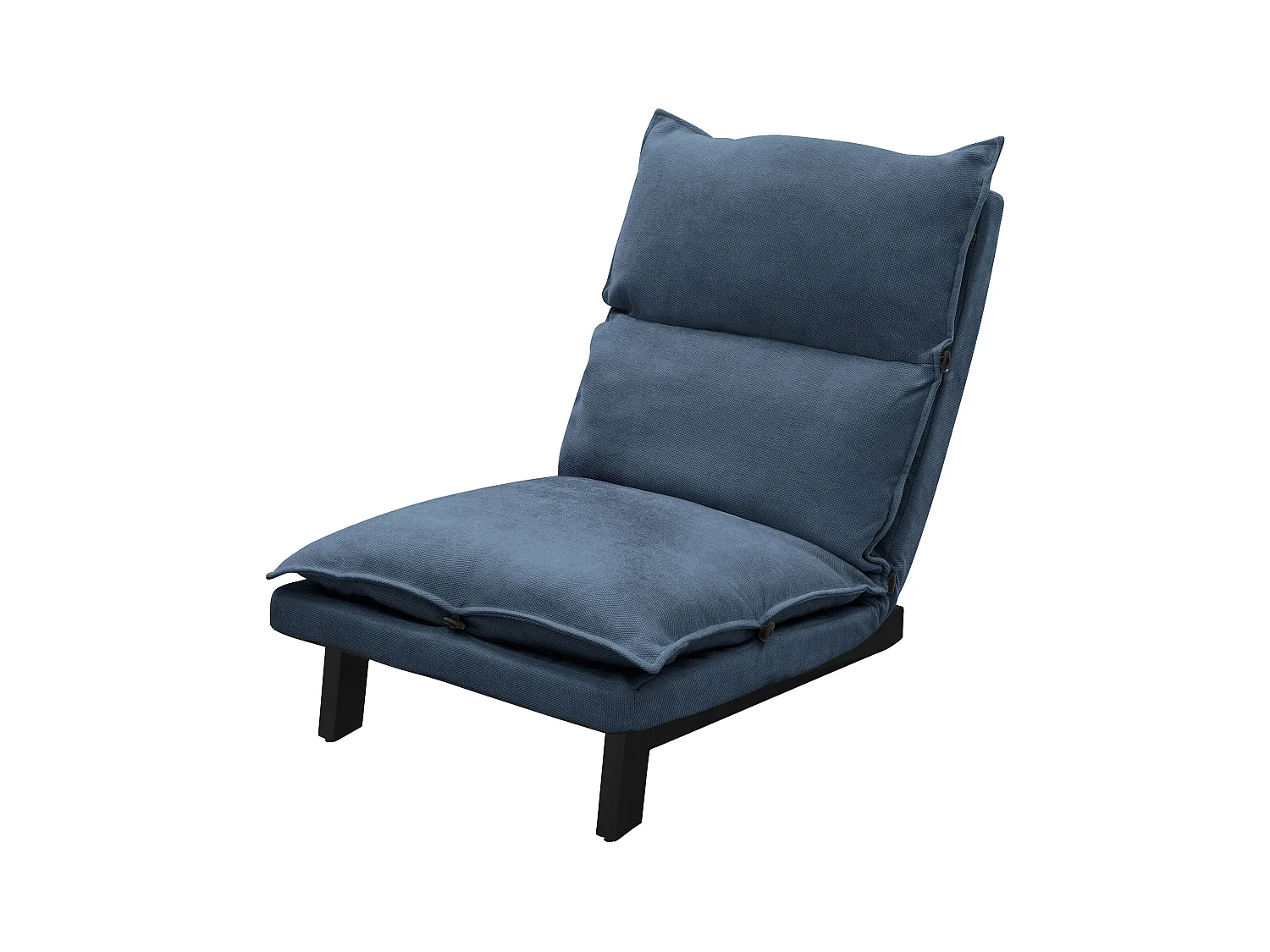 Fauteuil de relaxation de sol bleu revêtement en lin rembourrage doux en polyester et structure robuste en acier dossier inclinable en 5 positions