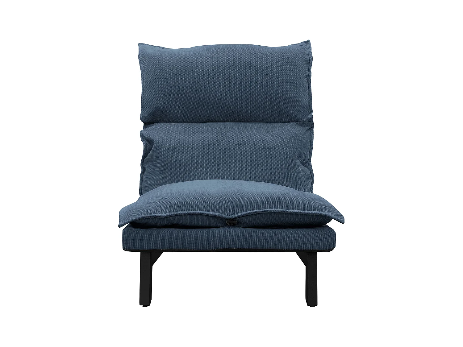 Fauteuil de relaxation de sol bleu revêtement en lin rembourrage doux en polyester et structure robuste en acier dossier inclinable en 5 positions