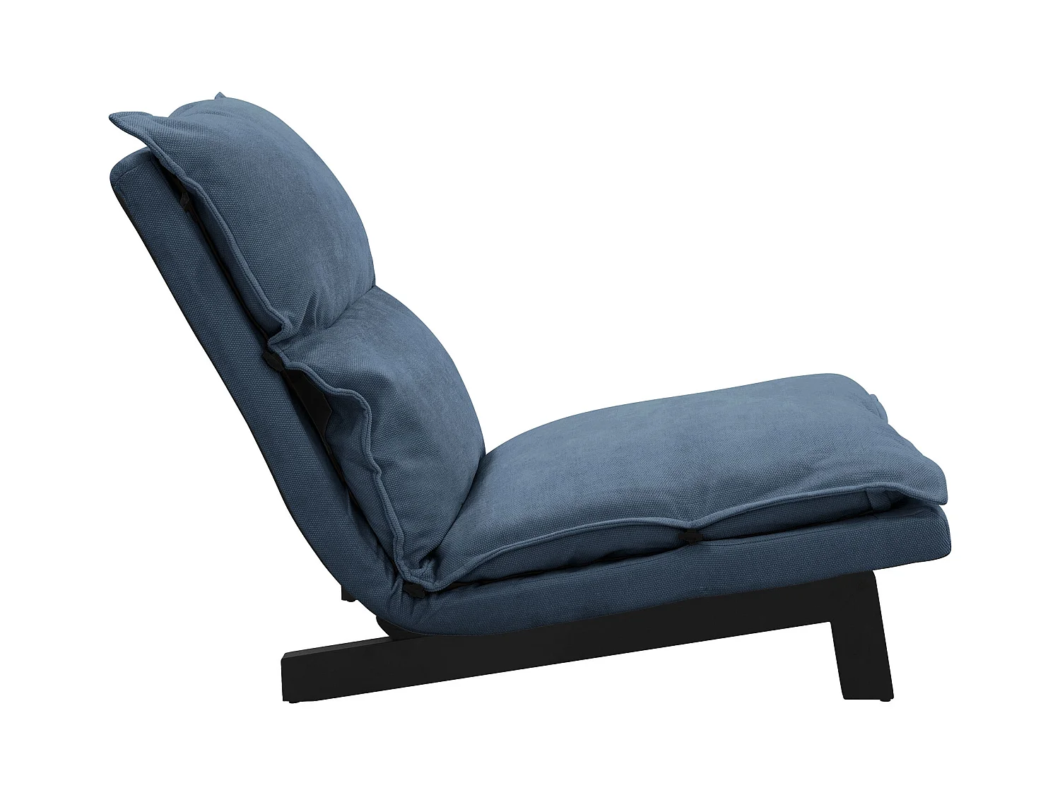 Fauteuil de relaxation de sol bleu revêtement en lin rembourrage doux en polyester et structure robuste en acier dossier inclinable en 5 positions