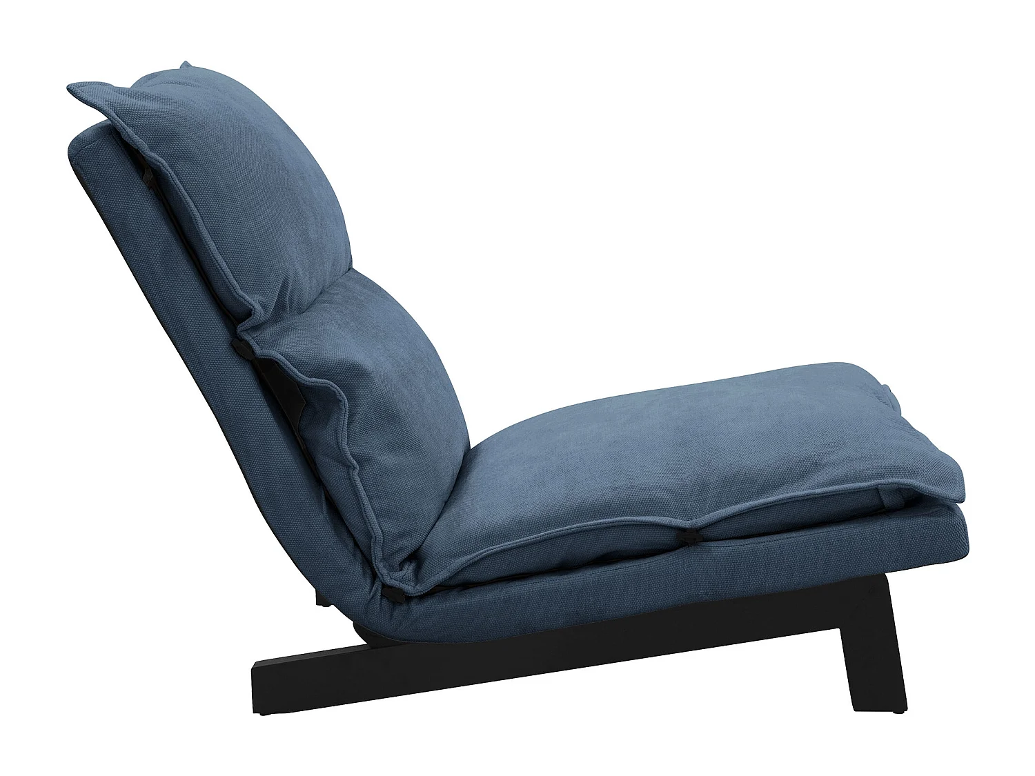 Fauteuil de relaxation de sol bleu revêtement en lin rembourrage doux en polyester et structure robuste en acier dossier inclinable en 5 positions