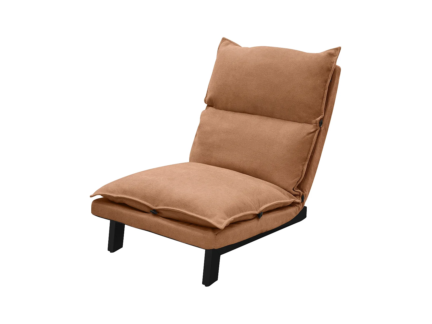 Fauteuil de relaxation de sol marron revêtement en lin rembourrage doux en polyester et structure robuste en acier dossier inclinable en 5 positions