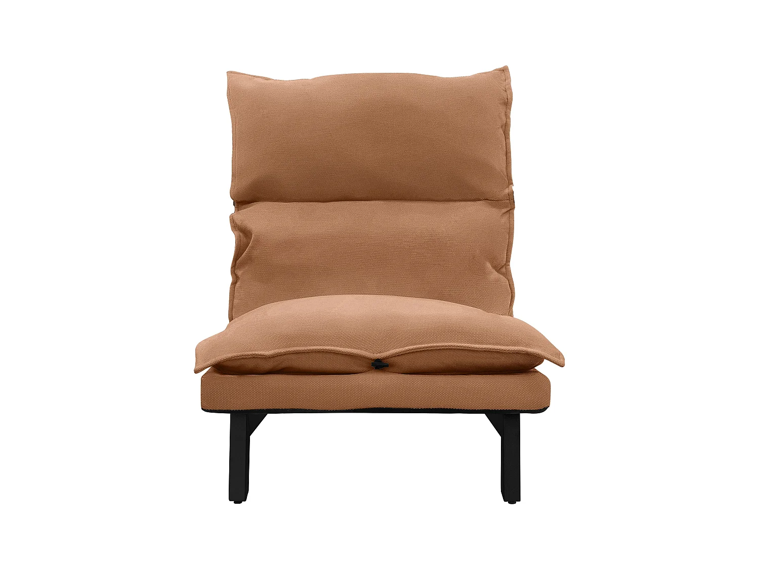 Fauteuil de relaxation de sol marron revêtement en lin rembourrage doux en polyester et structure robuste en acier dossier inclinable en 5 positions