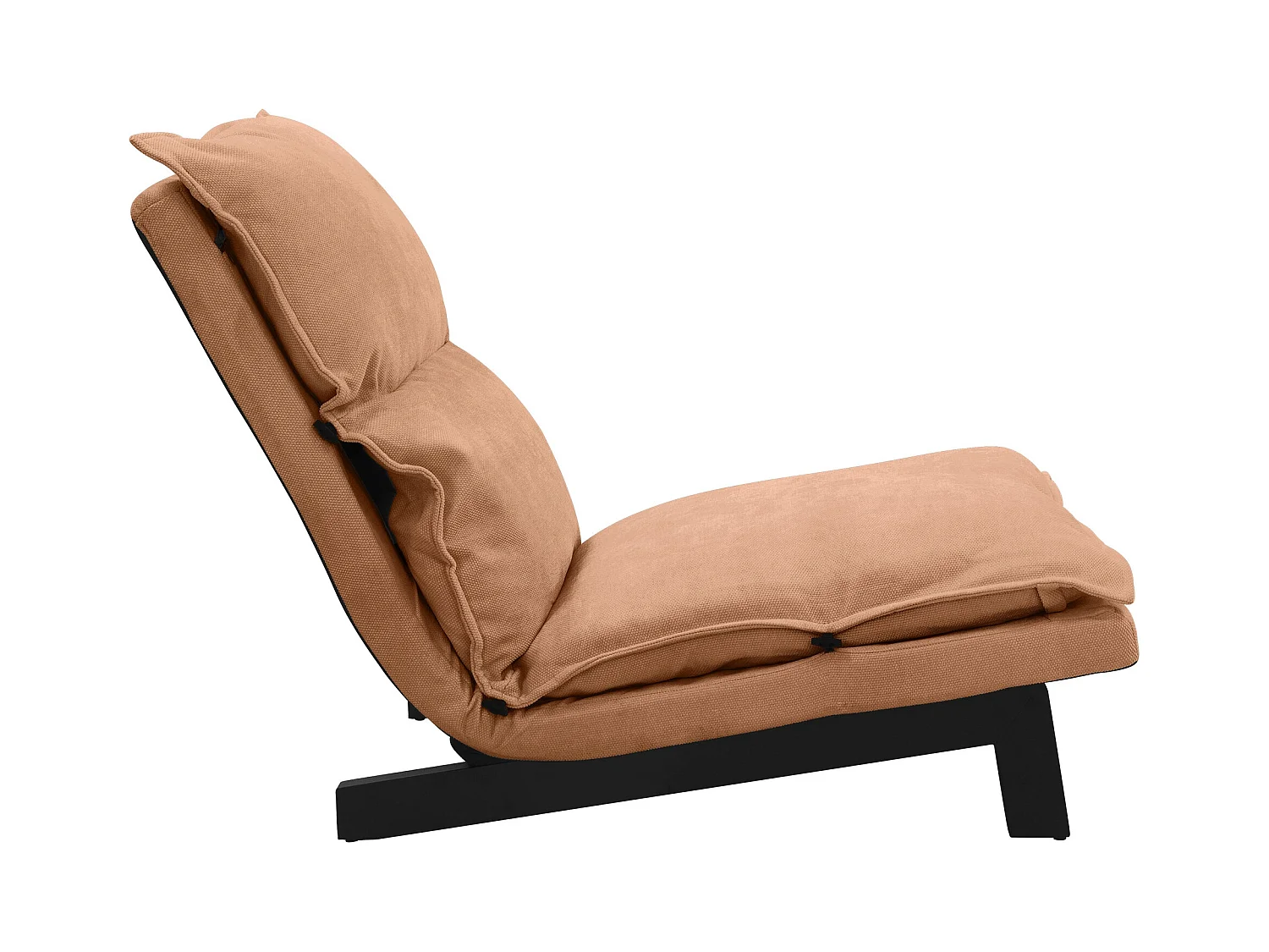 Fauteuil de relaxation de sol marron revêtement en lin rembourrage doux en polyester et structure robuste en acier dossier inclinable en 5 positions