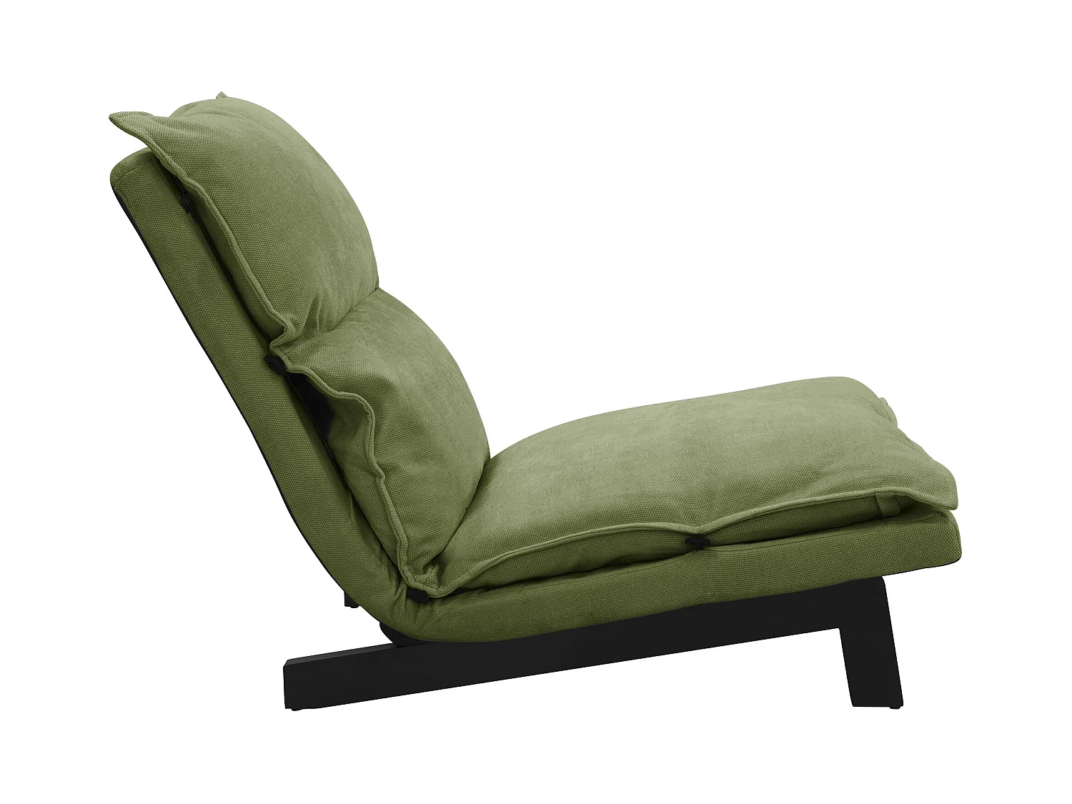 Fauteuil de relaxation de sol vert revêtement en lin rembourrage doux en polyester et structure robuste en acier dossier inclinable en 5 positions