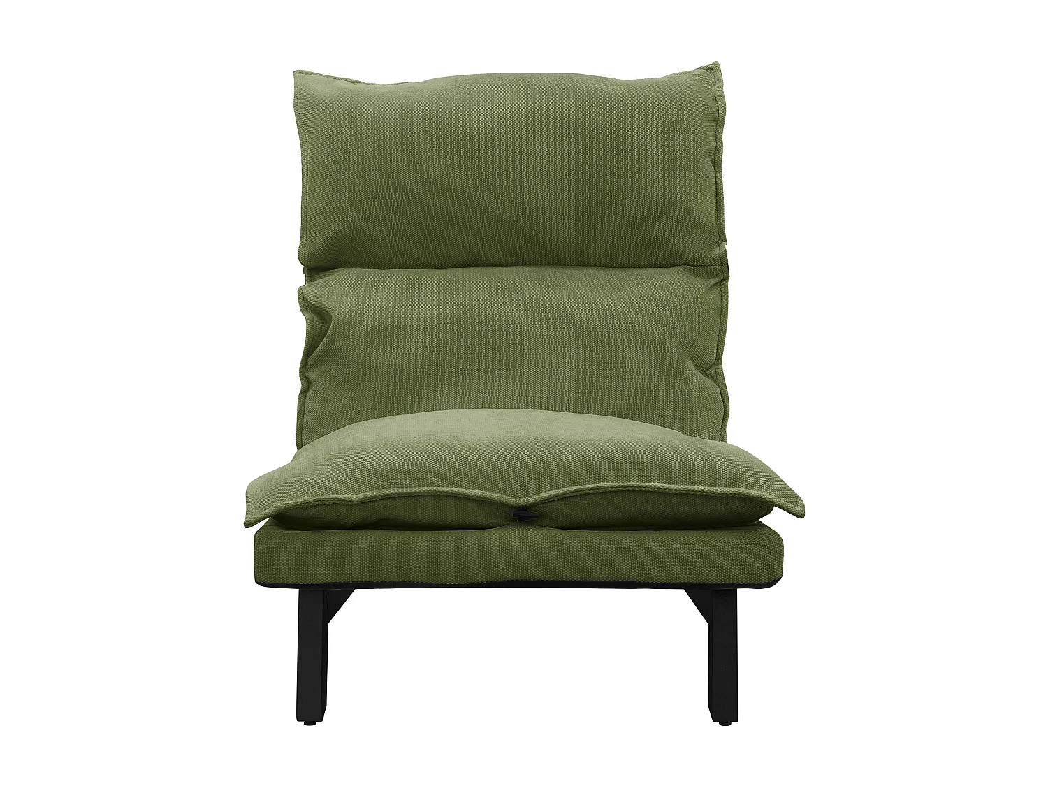 Fauteuil de relaxation de sol vert revêtement en lin rembourrage doux en polyester et structure robuste en acier dossier inclinable en 5 positions