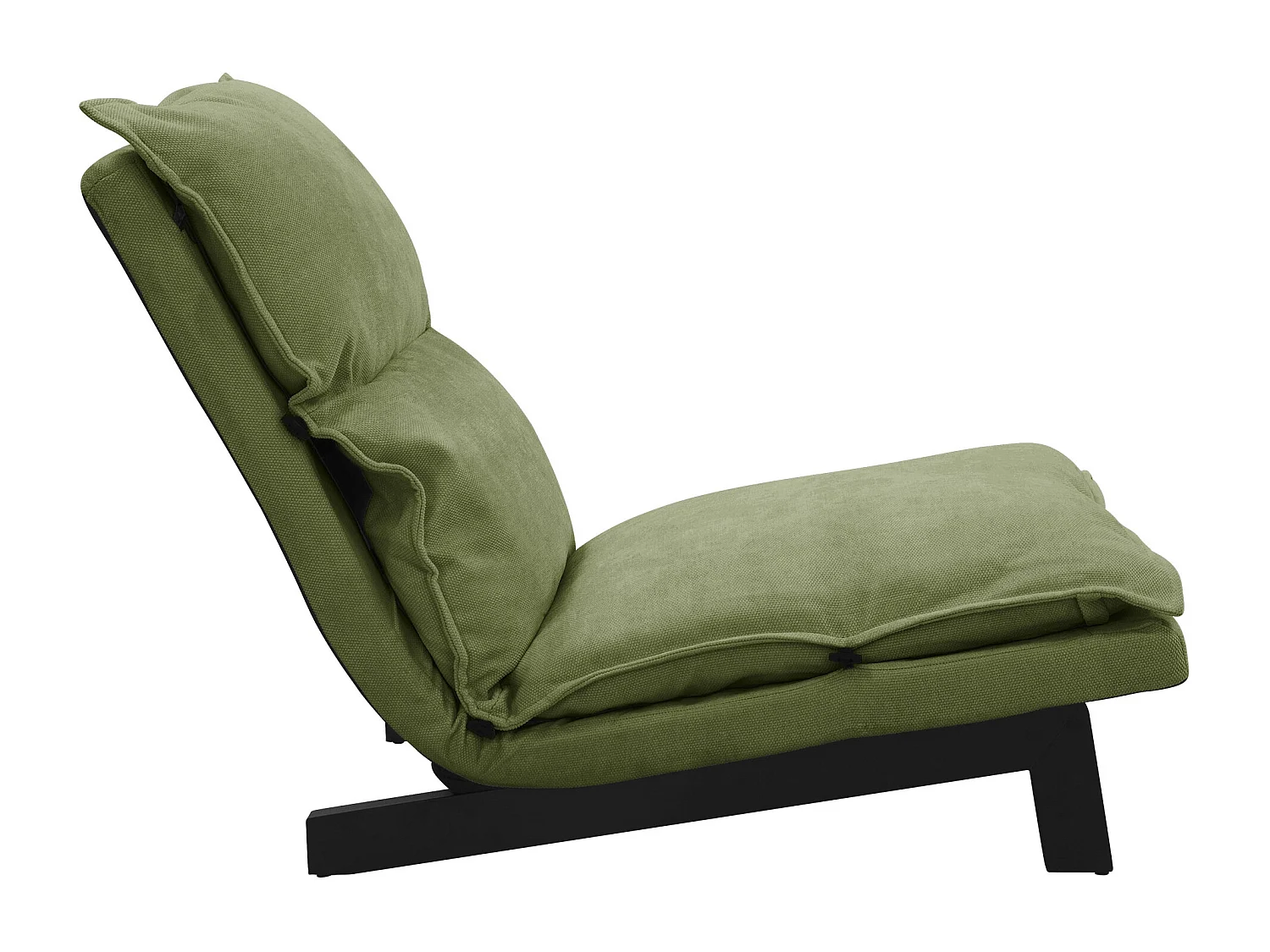 Fauteuil de relaxation de sol vert revêtement en lin rembourrage doux en polyester et structure robuste en acier dossier inclinable en 5 positions