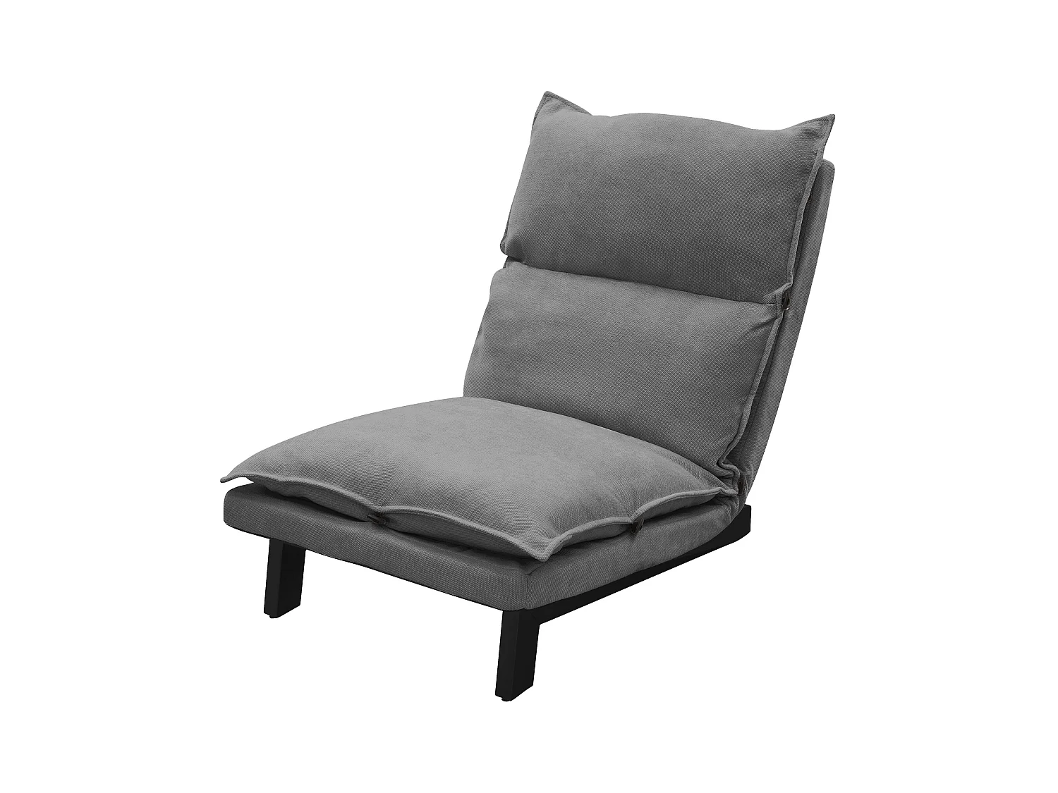 Fauteuil de relaxation de sol gris revêtement en lin rembourrage doux en polyester et structure robuste en acier dossier inclinable en 5 positions
