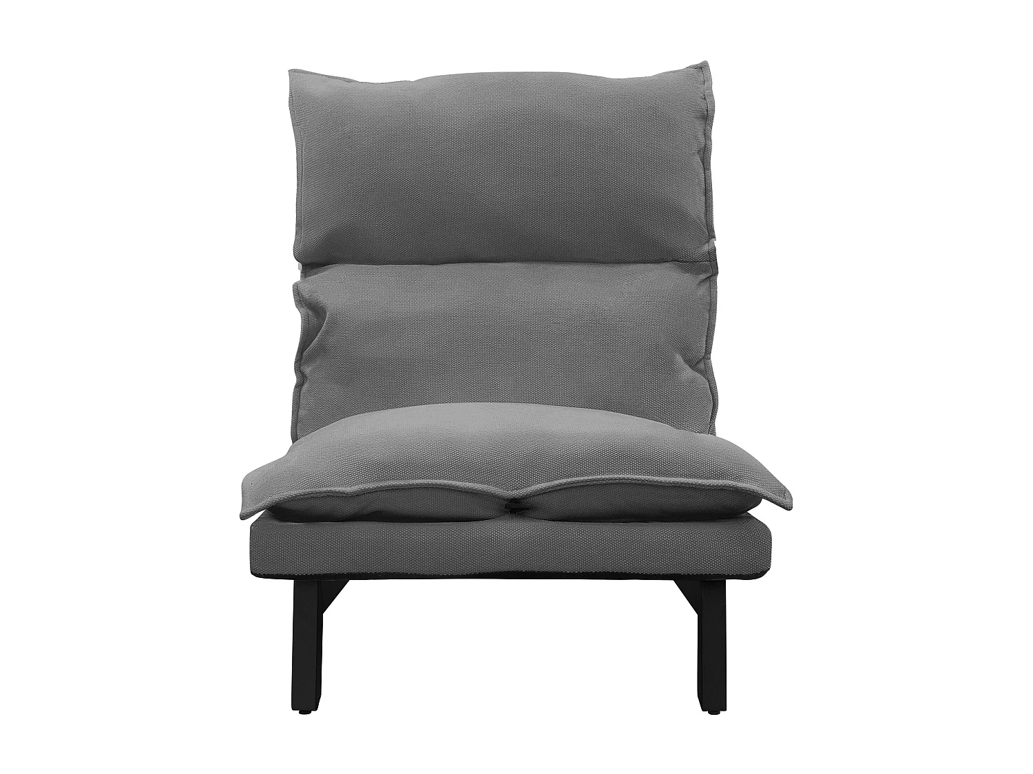 Fauteuil de relaxation de sol gris revêtement en lin rembourrage doux en polyester et structure robuste en acier dossier inclinable en 5 positions