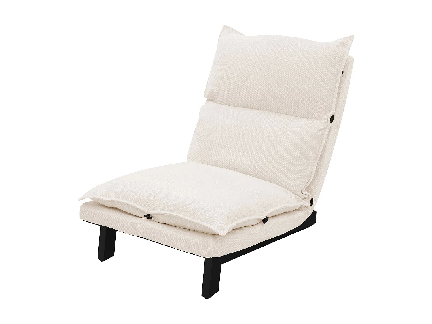 Fauteuil de relaxation de sol beige revêtement en lin rembourrage doux en polyester et structure robuste en acier dossier inclinable en 5 positions