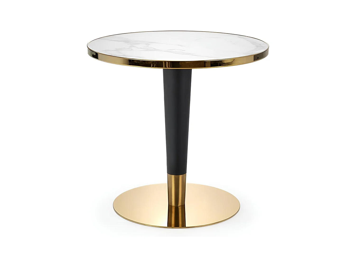 Tavolo da pranzo Morata (79x74)/Rotondo/MDF/Design in marmo/Bianco e oro