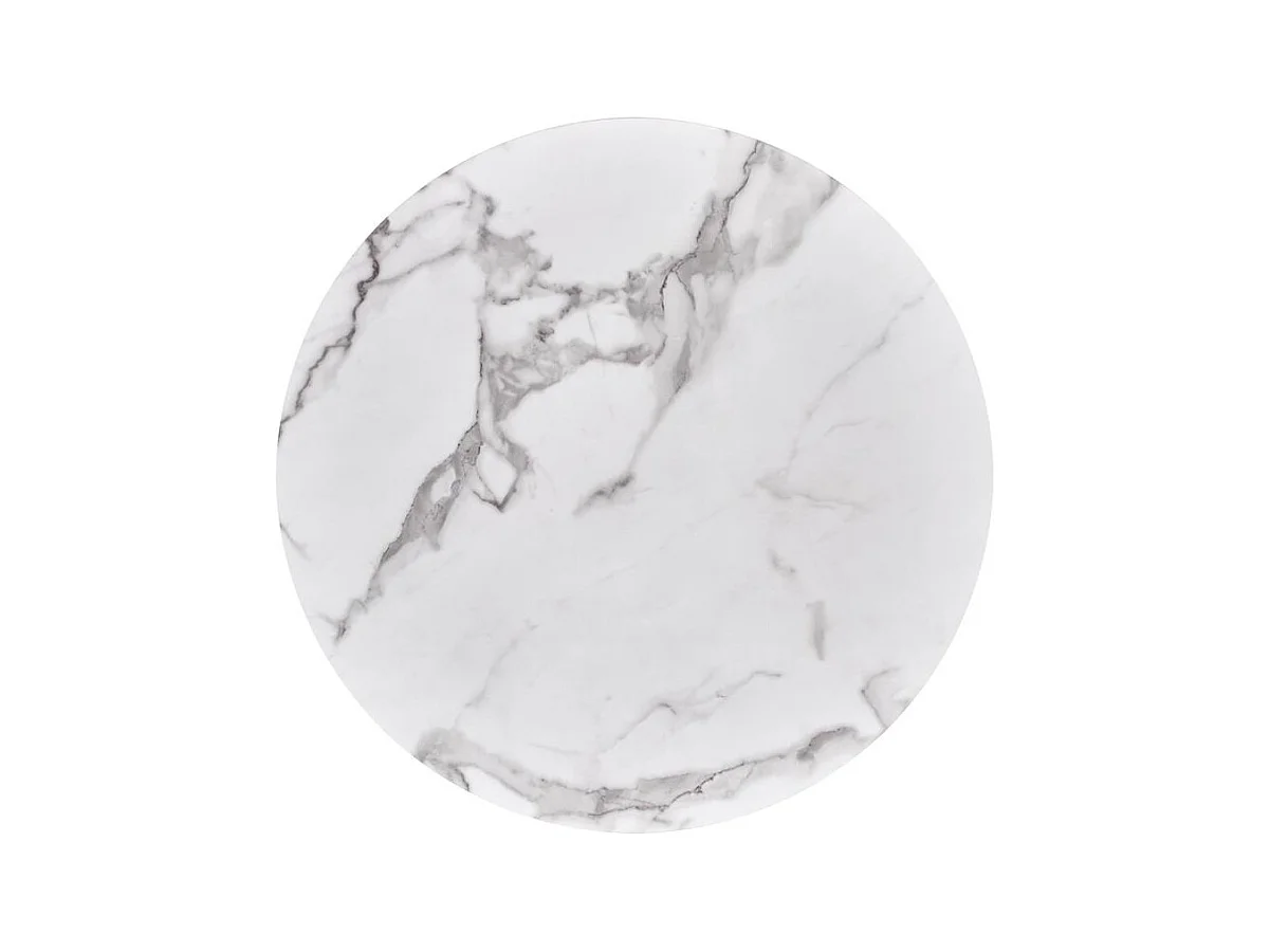 Tavolo da pranzo Morata (79x74)/Rotondo/MDF/Design in marmo/Bianco e oro