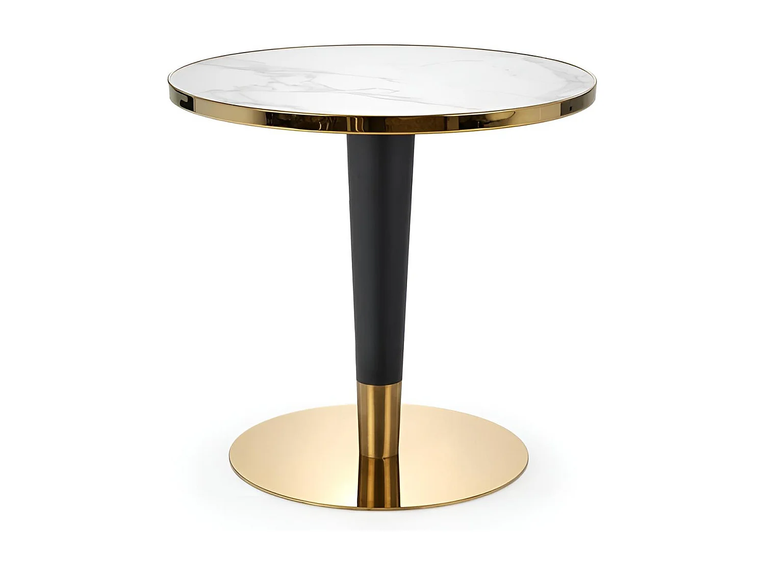 Esstisch Morata(79x74)/Rund/MDF/Marmor Design/Weiss&Gold