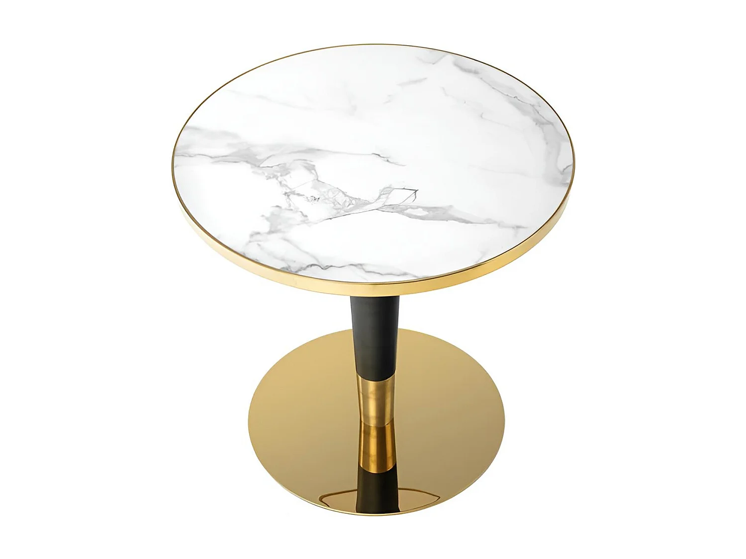 Esstisch Morata(79x74)/Rund/MDF/Marmor Design/Weiss&Gold