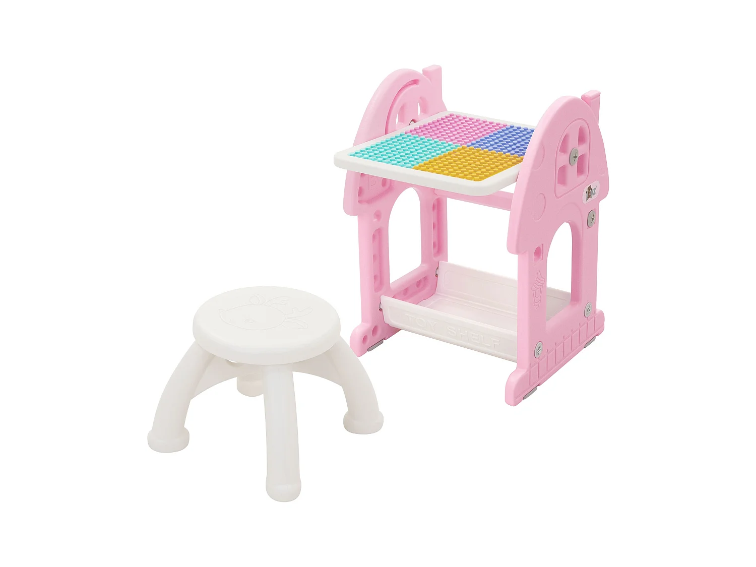 Joyz Mesa con pizarra y silla rosa-blanco infantiles a partir de 3 años conjunto de muebles de 2 piezas HDPE para actividades recreativas