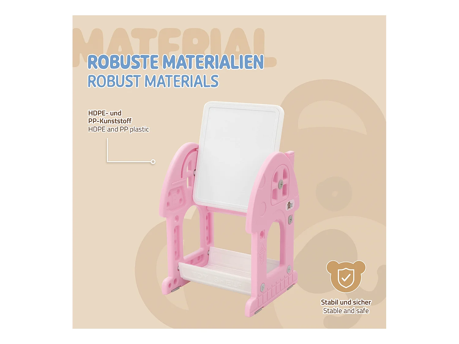 Joyz Mesa con pizarra y silla rosa-blanco infantiles a partir de 3 años conjunto de muebles de 2 piezas HDPE para actividades recreativas