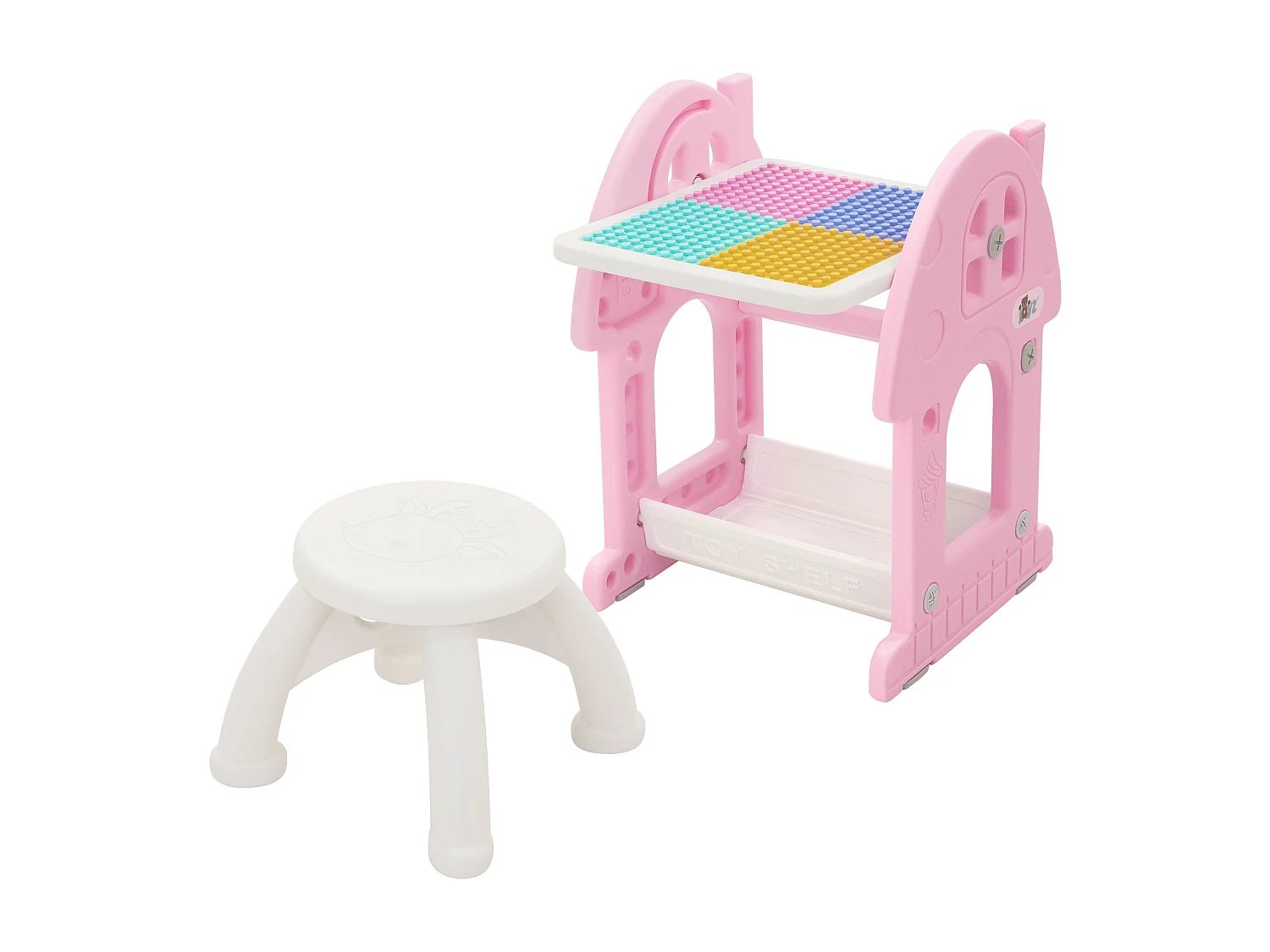 Joyz Mesa con pizarra y silla rosa-blanco infantiles a partir de 3 años conjunto de muebles de 2 piezas HDPE para actividades recreativas