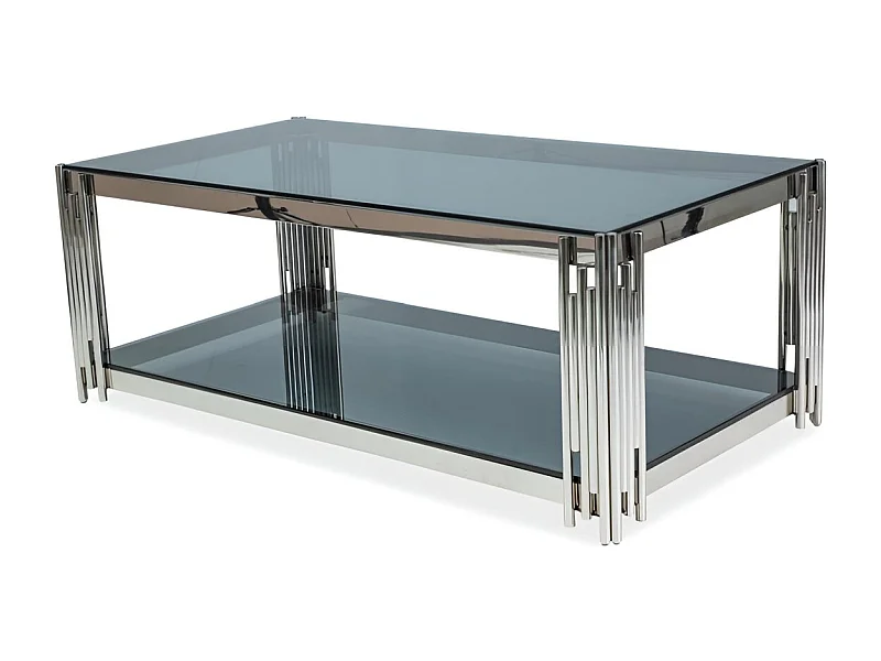 Table basse Fossil/Verre et acier inoxydable/Gris